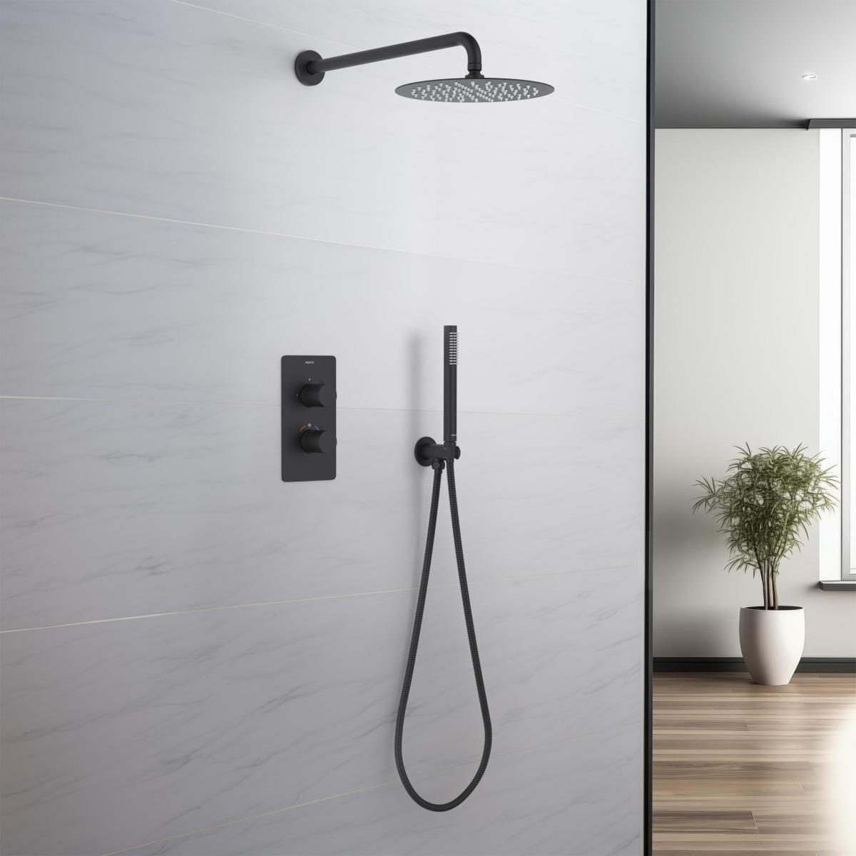 Душевой комплект встраиваемый с верхним душем черный Aquatek "Европа" AQ1376MB - изображение 4