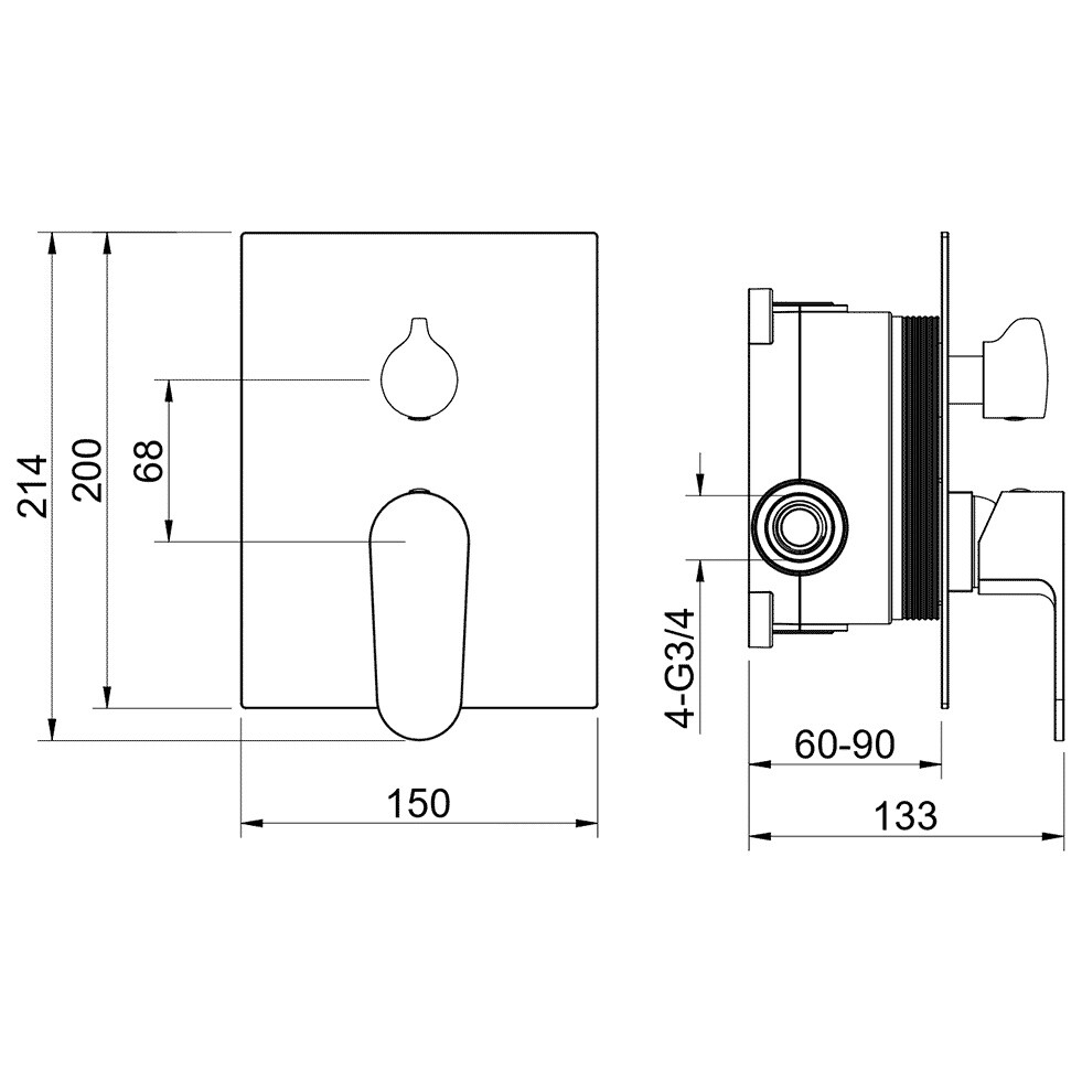 Смеситель для ванны встраиваемый шлифованное золото Aquatek "Оберон" AQ1246BG - изображение 4