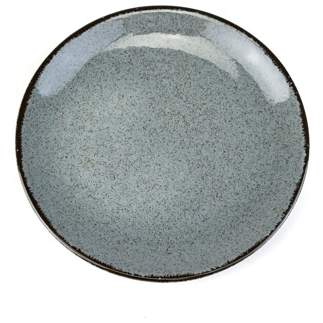 Тарелка плоская фарфоровая круглая 25 см синяя Pearl