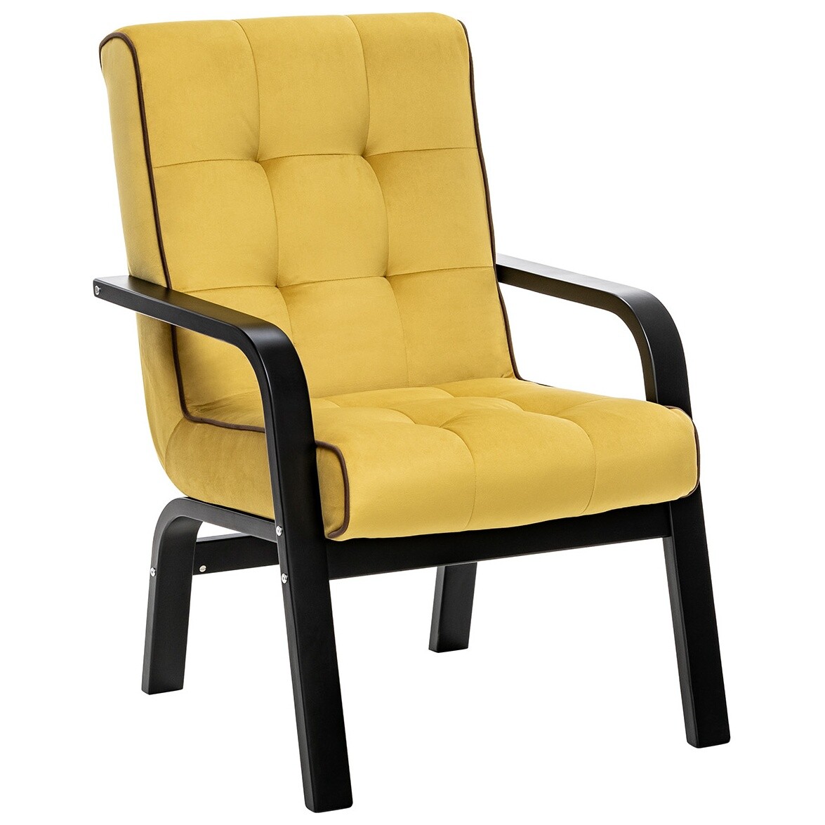 Кресло мягкое на деревянных ножках с окантовкой желтое &quot;Модена&quot;