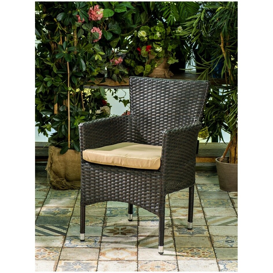 Кресло плетеное с подушкой темно-коричневое Aroma