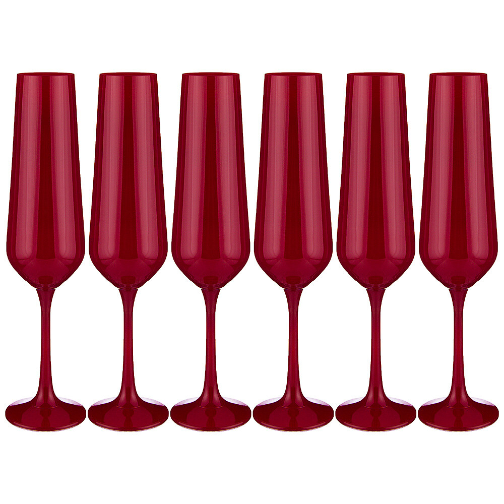Бокалы для шампанского 6 шт 200 мл красные Sandra Sprayed red