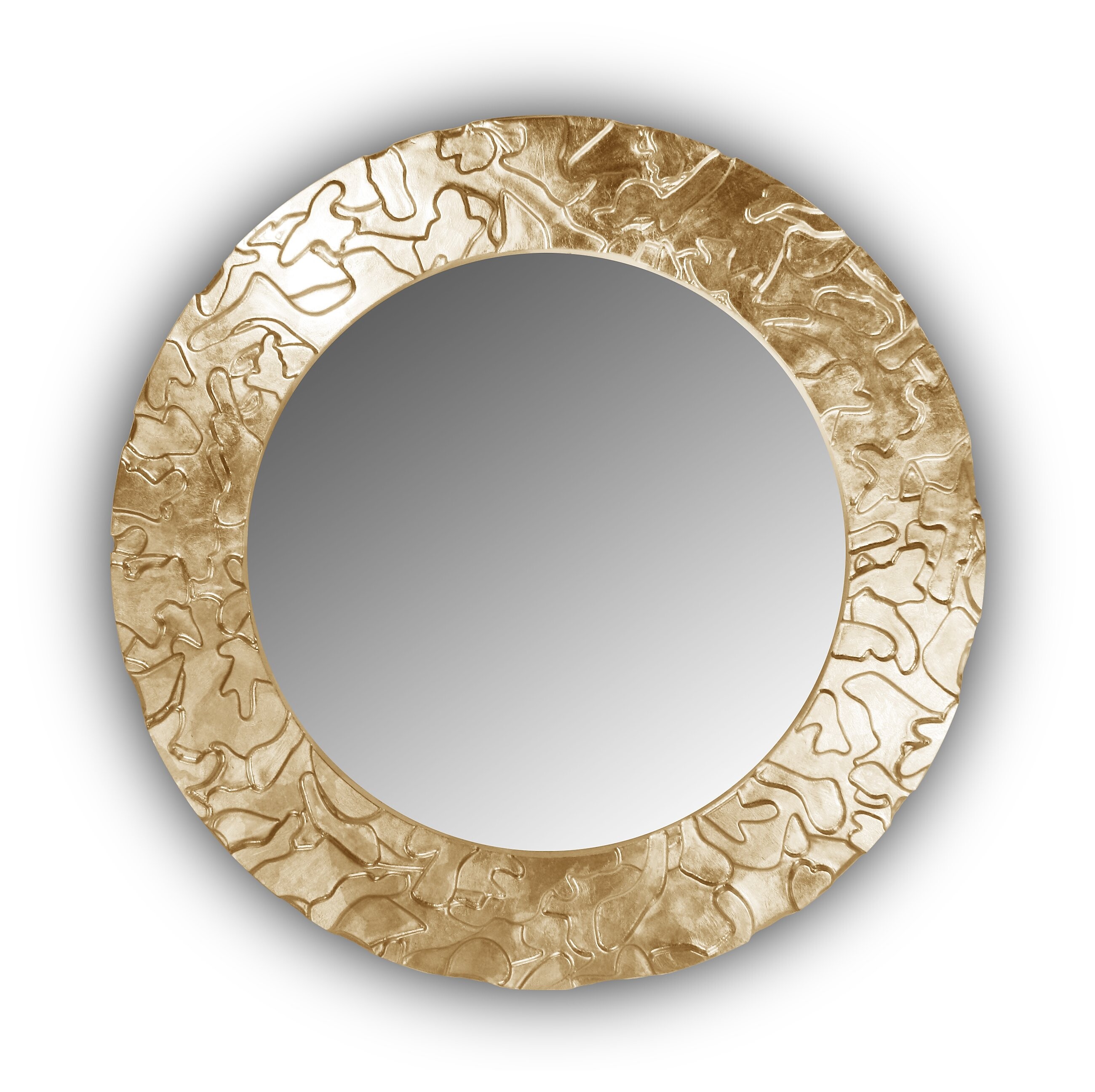 Золотое зеркало круглое настенное FASHION CAMOUFLAGE