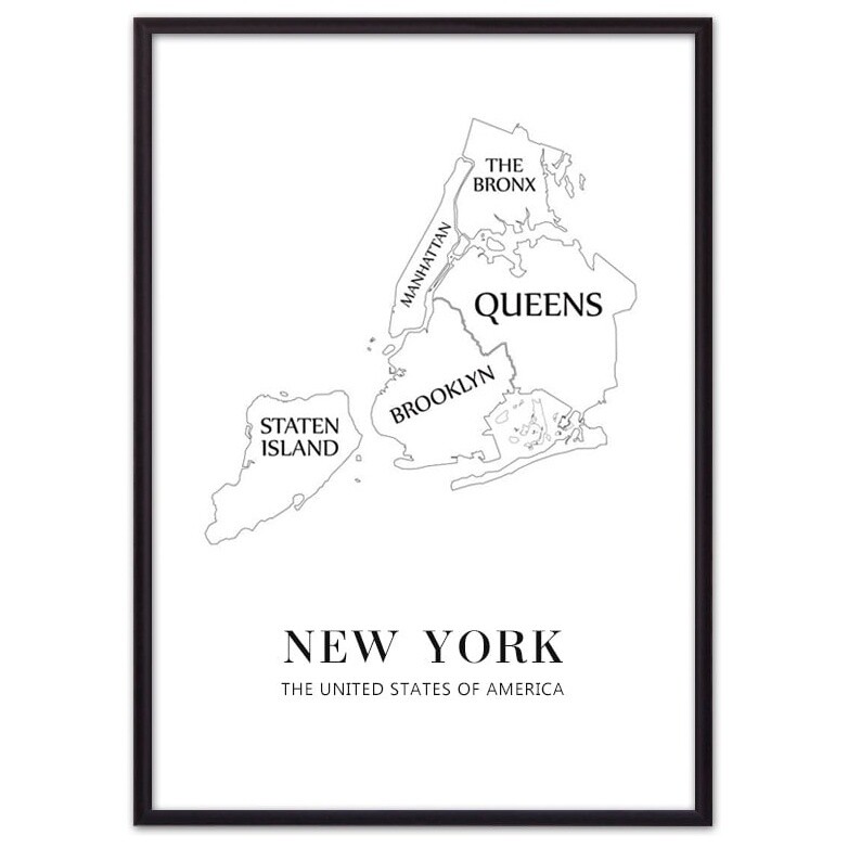 Постер в алюминиевом багете 50х70 см New York карта