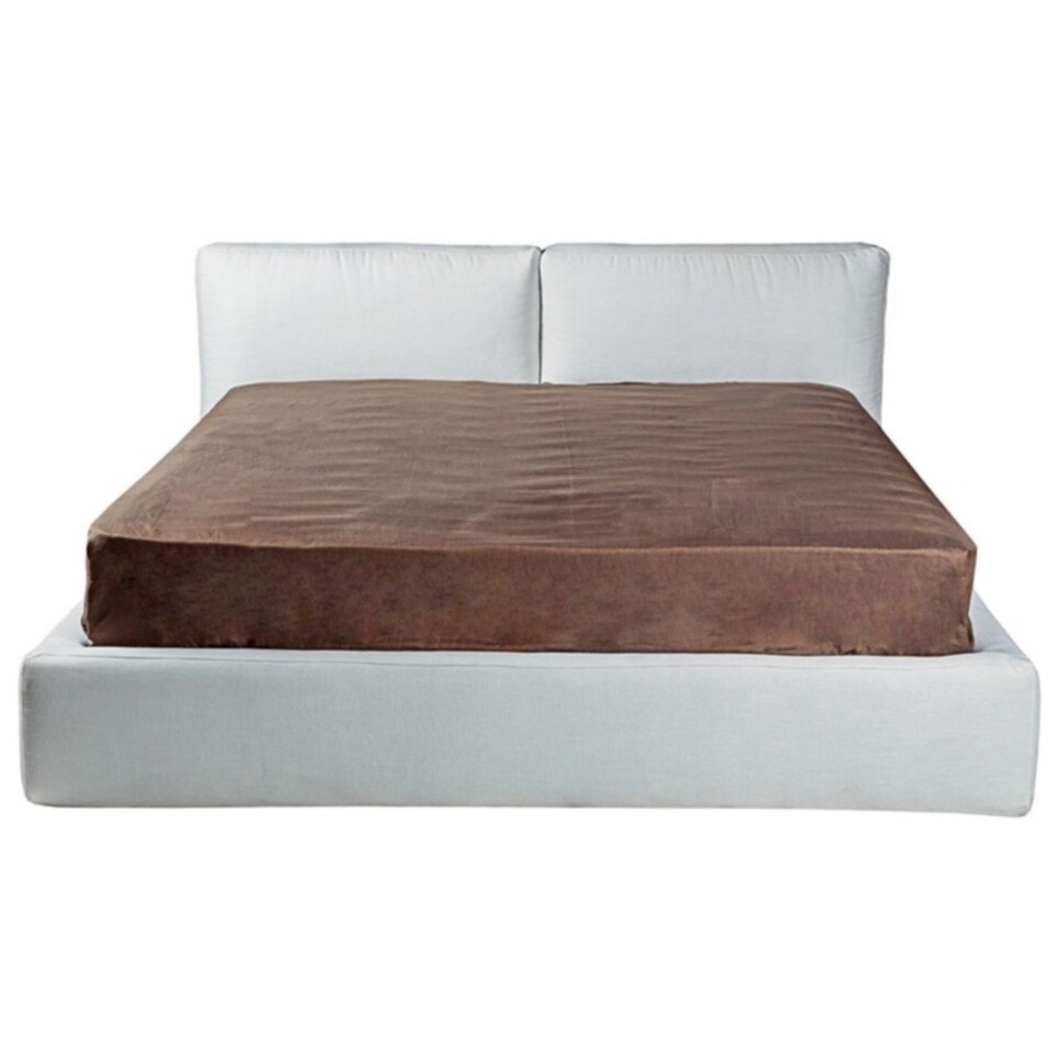 Кровать двуспальная с мягким изголовьем 160х200 см белая Brick