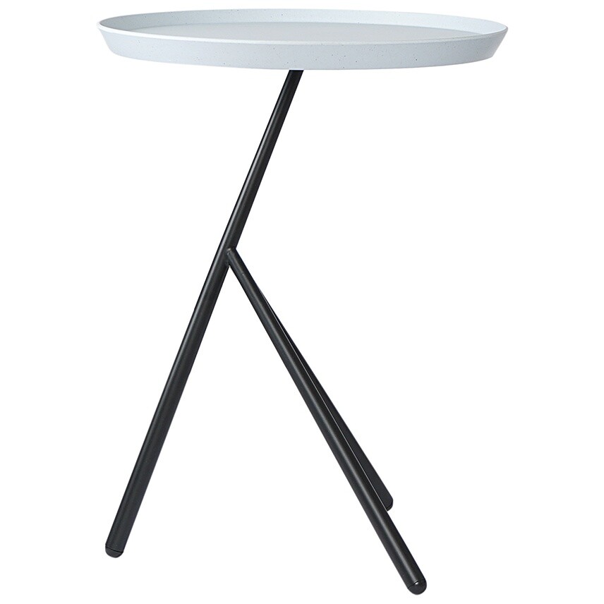 Приставной столик круглый из переработанных материалов 38 см серый, черный Sustainable collection
