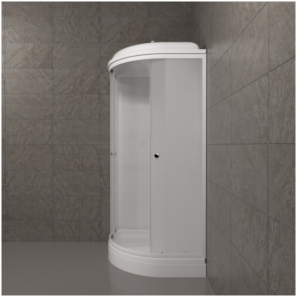 Душевая кабина четверть круга с низким поддоном 80х80 см белая Triton "Вельвет А" Щ0000064622 - изображение 6