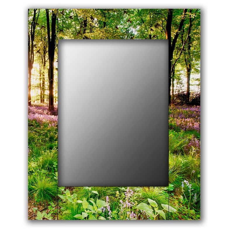 Зеркало настенное квадратное 60х60 см зеленое &quot;Лесные цветы&quot;