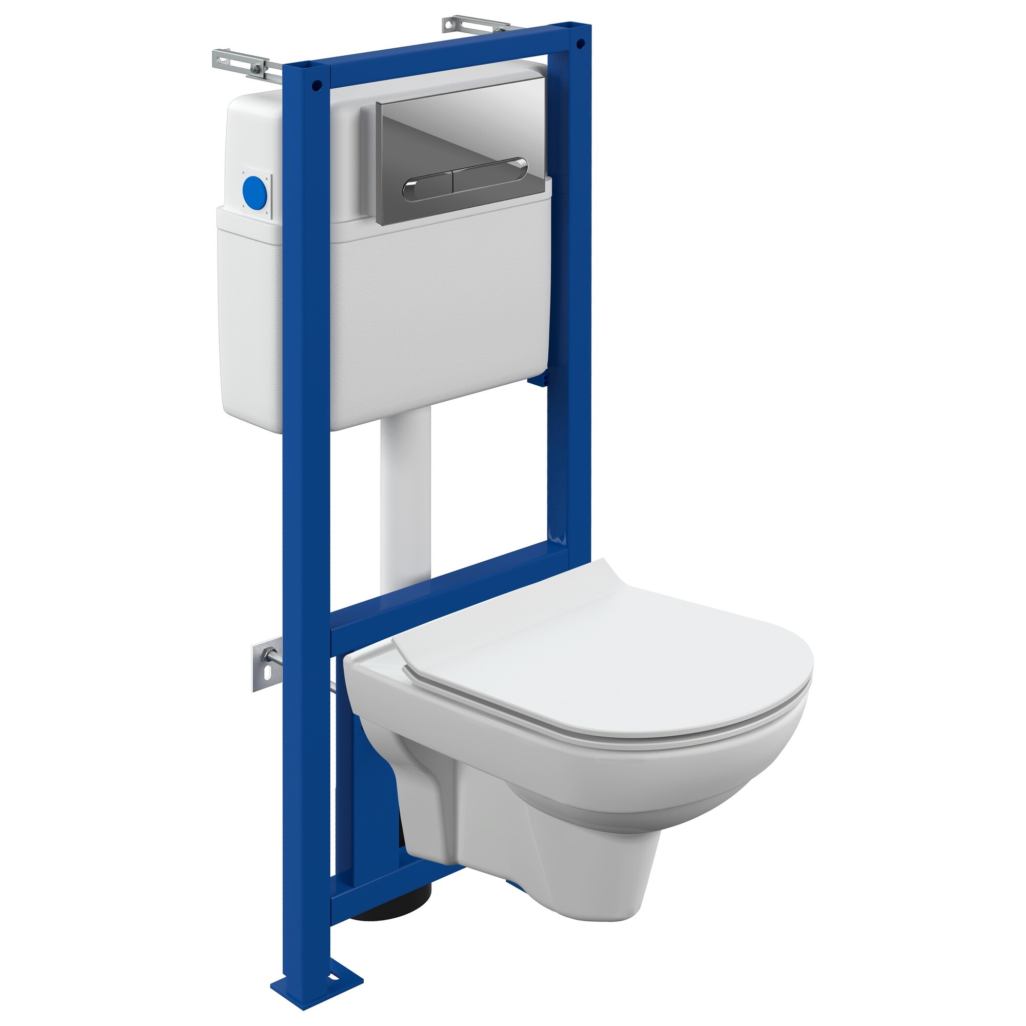Унитаз белый Cersanit City CO DPL EO slim с инсталляцией Link Pro и кнопкой хром Estetica 64121