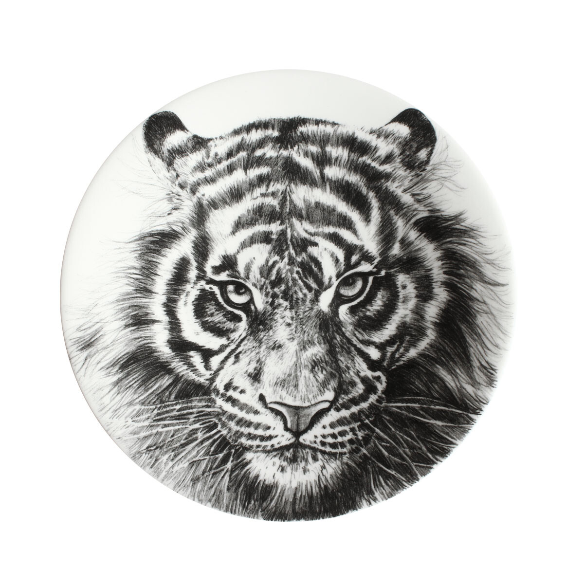 Тарелка десертная 22 см черно-белая Tiger Wild Spirit