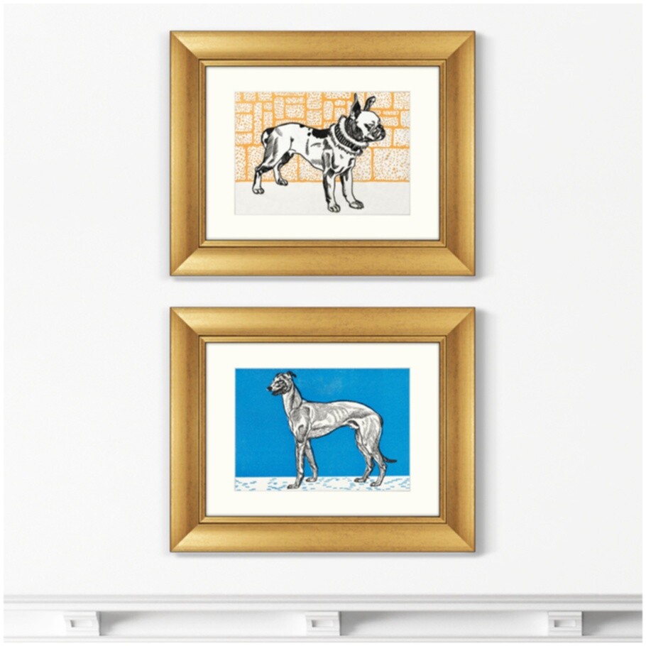 Диптих желто-голубой Greyhound & Pitbull Terrier, 1912г.