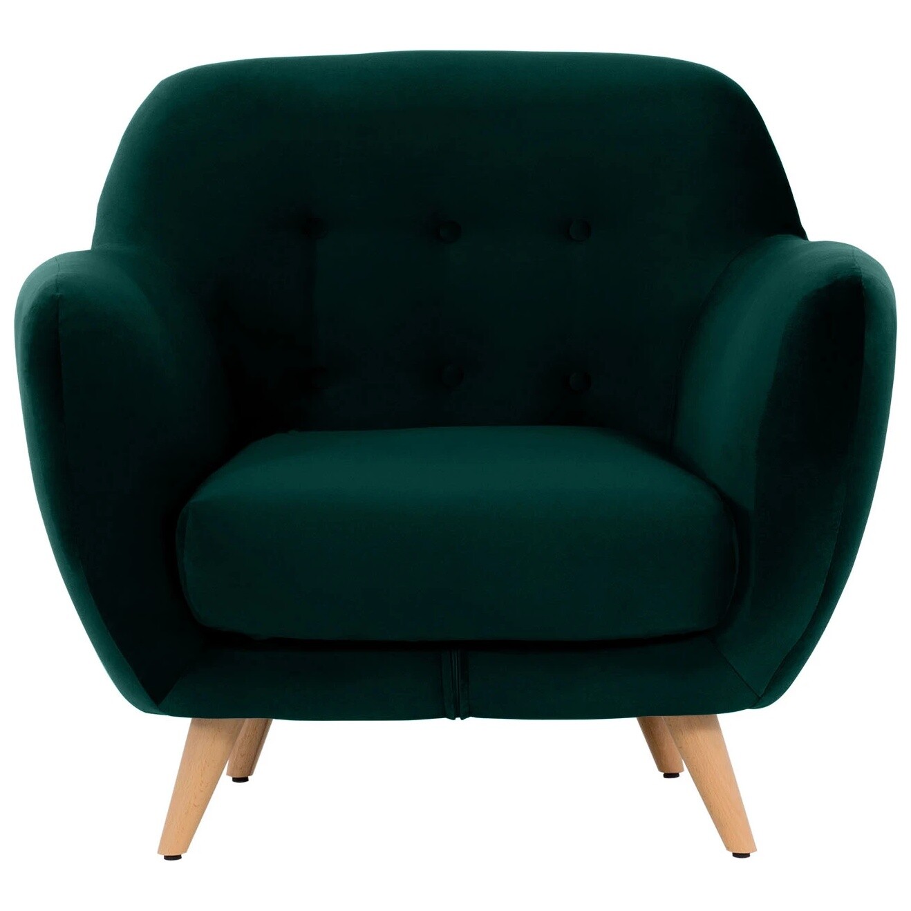 Кресло с мягкими подлокотниками на деревянных ножках зеленое Loa