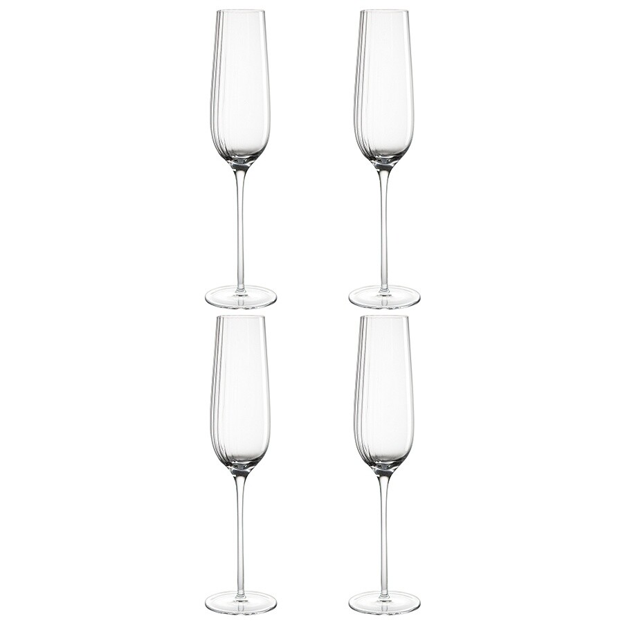 Бокалы стеклянные для шампанского 200 мл, 4 шт. прозрачные Alice