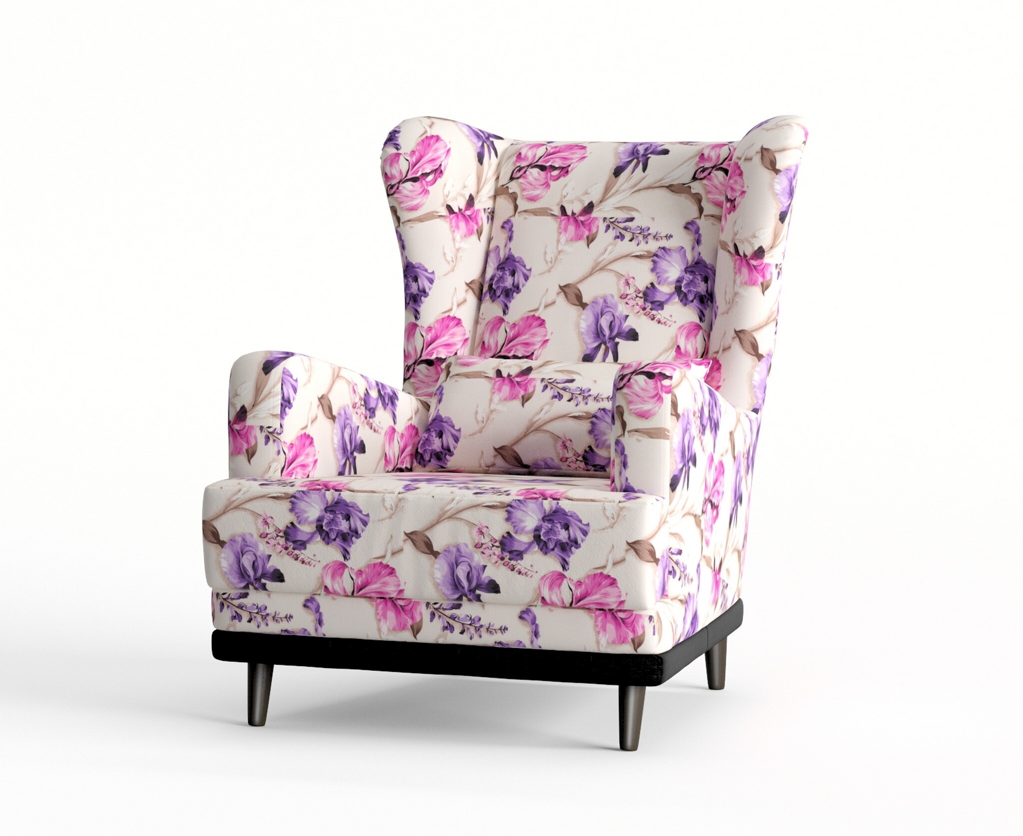 Кресло мягкое с ушами на ножках iris 5 фиолетово-розовое &quot;Оскар&quot;