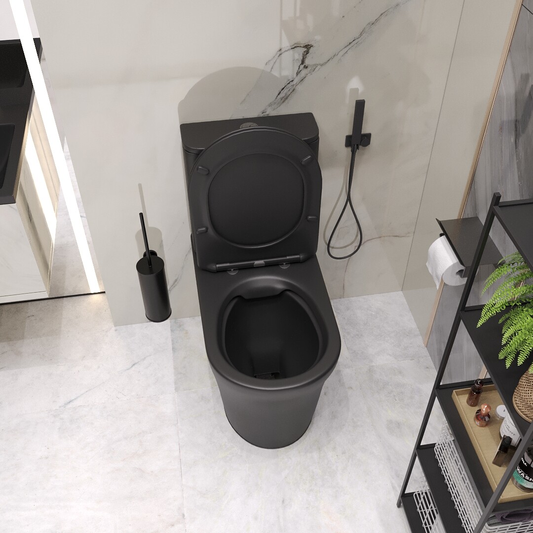 Унитаз напольный безободковый с сиденьем микролифт черный Cerutti SPA Adige MB CT9244 - изображение 5