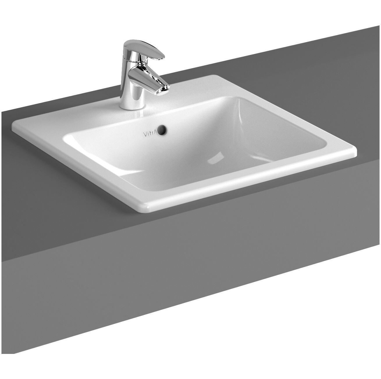 Раковина накладная фарфоровая квадратная 45 cм белая Vitra S20 5463B003-0001