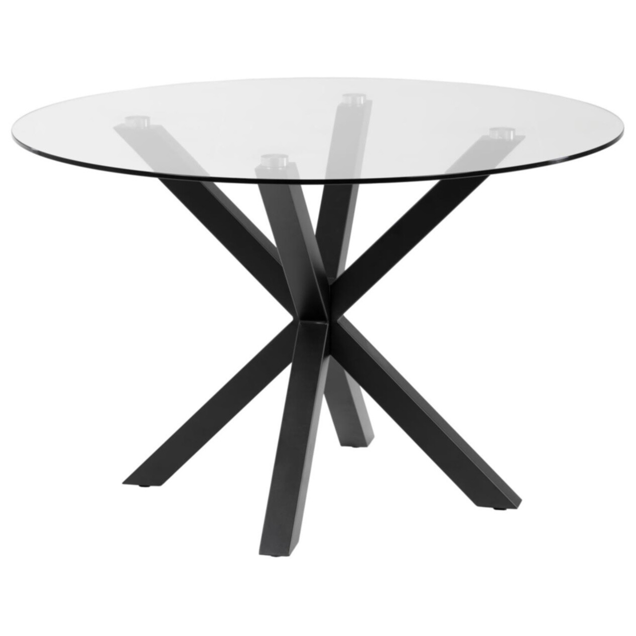Обеденный стол стеклянный круглый с черными ножками 119 см Arya от La Forma