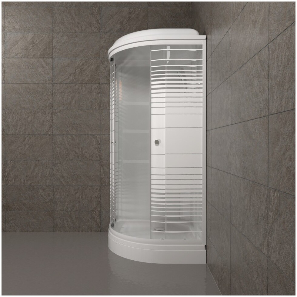 Душевая кабина четверть круга с низким поддоном 90х90 см белая Triton "Полосы А" Щ0000061842 - изображение 5