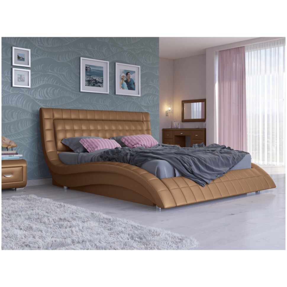 Кровать двуспальная с подъемным механизмом 180х200 см бронзовый перламутр &quot;Атлантико&quot;