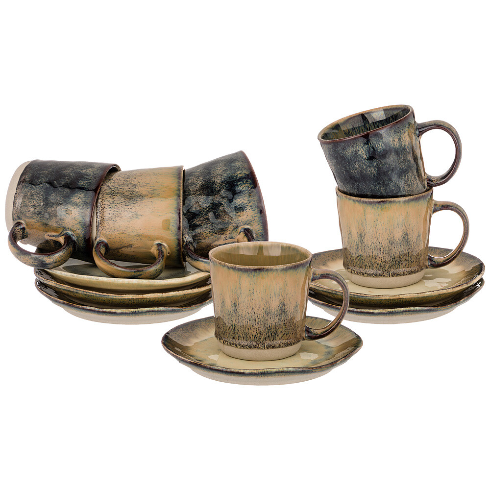 Чашки чайные с блюдцами на 6 персон бежевые Lefard