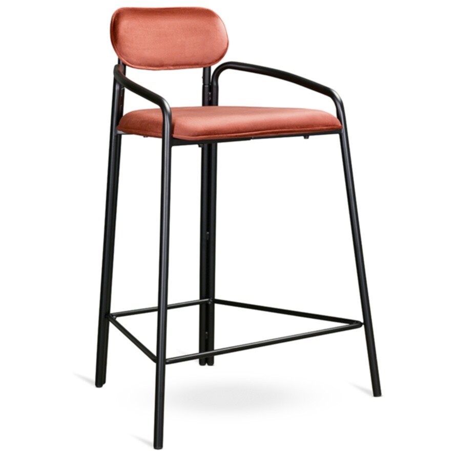 Полубарный стул на металлических ножках темно-красный, черный Ror Round