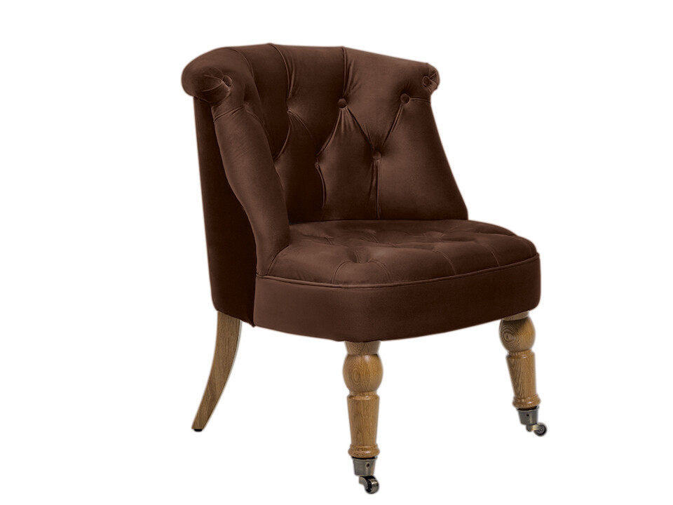 Мягкое кресло на деревянных ножках темно-коричневое Visconte