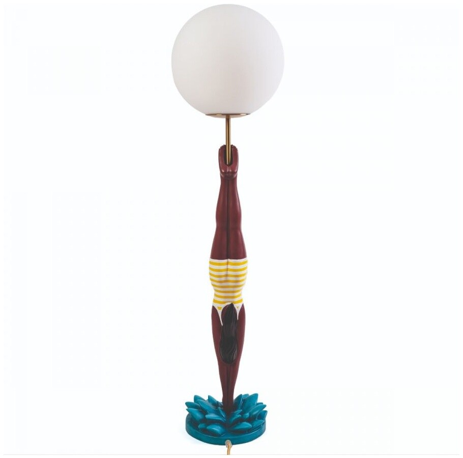 Лампа настольная светодиодная со стеклянным плафоном 95х25 см коричневая, белая Yellow 14937