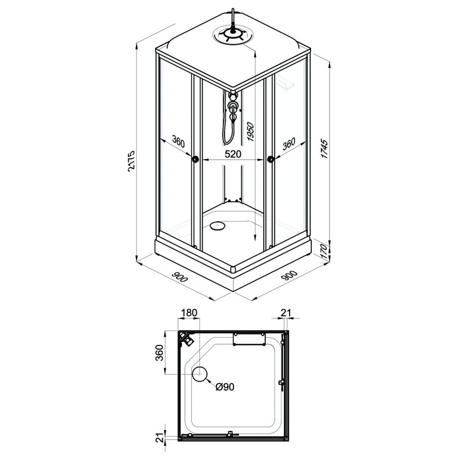 Душевая кабина квадратная с низким поддоном  90х90 см белая Triton "Вельвет-К А" Щ0000061852 - изображение 7