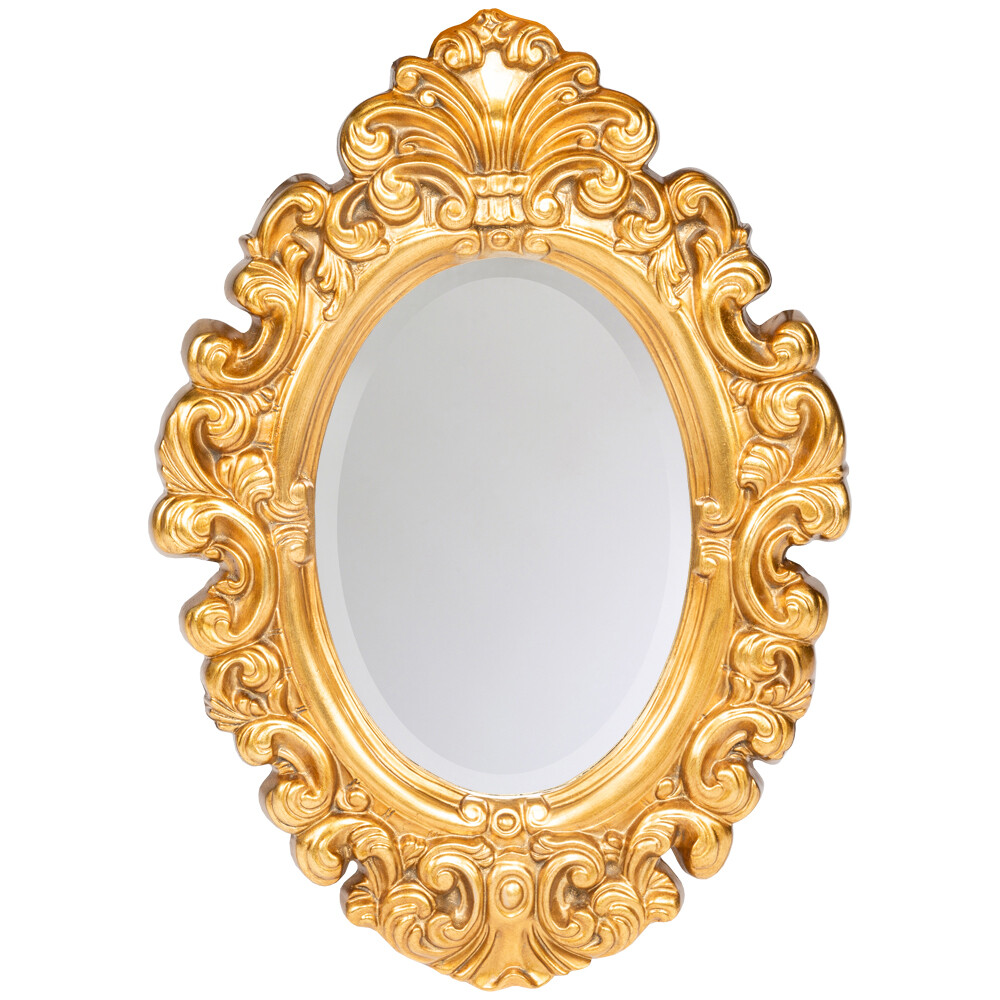 Зеркало овальное настенное золотое с резьбой &quot;Леон&quot;
