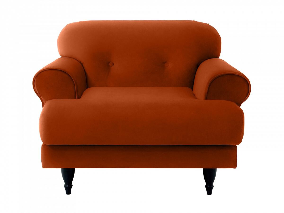 Кресло с мягкими подлокотниками оранжевое с темными ножками Italia