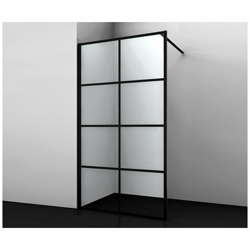 Душевая перегородка 200х100 см прозрачная, черная Wasserkraft Glan 66W44