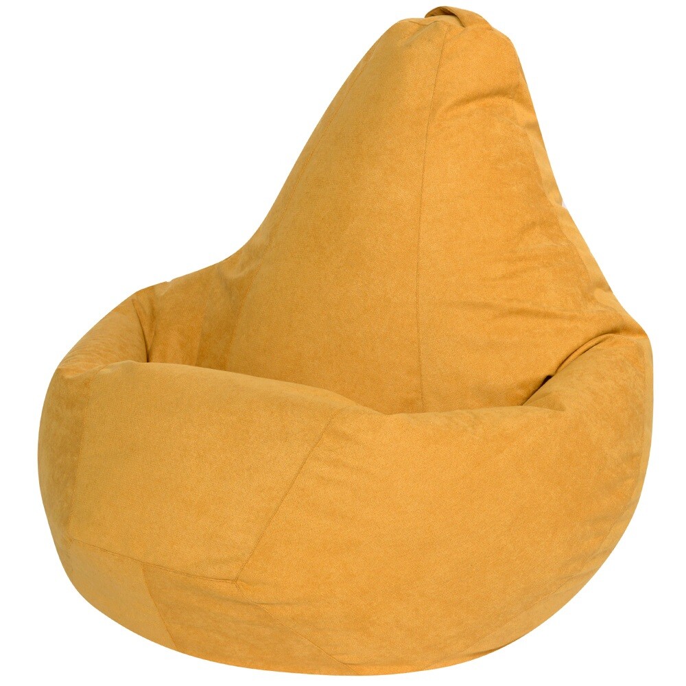 Кресло-мешок 2XL 135х95х95 см велюр желтое &quot;Груша&quot;