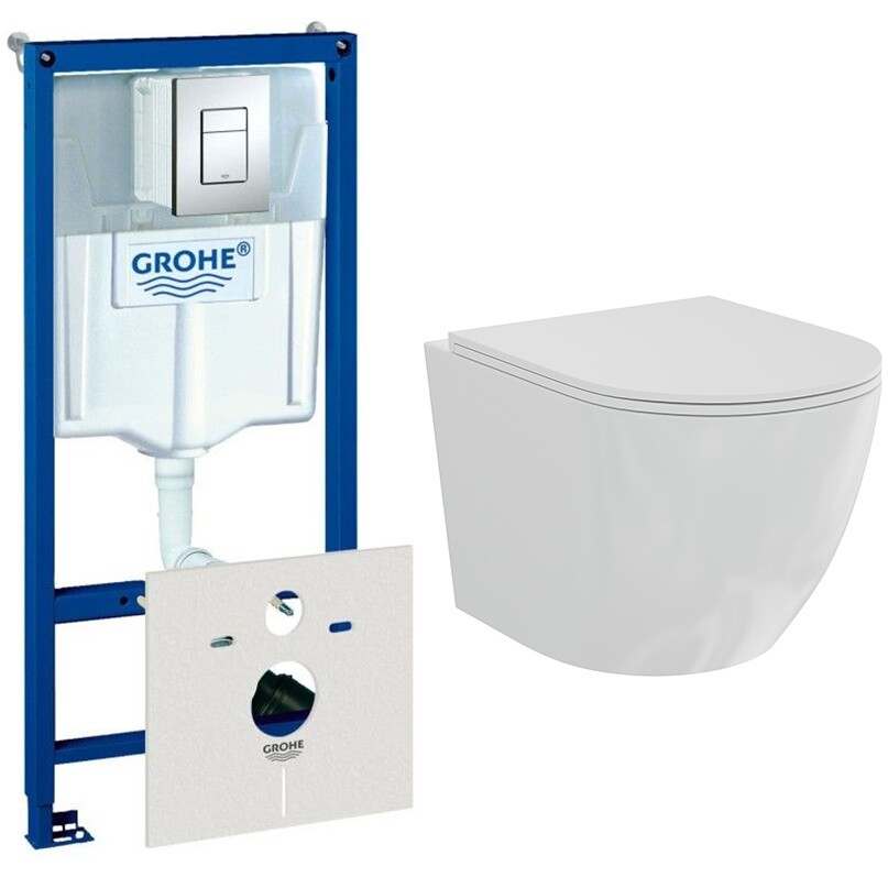 Унитаз подвесной белый Creto Cer C1 Plus 1001-002Cer-C1W-1 с инсталляцией Grohe Rapid SL 38775001