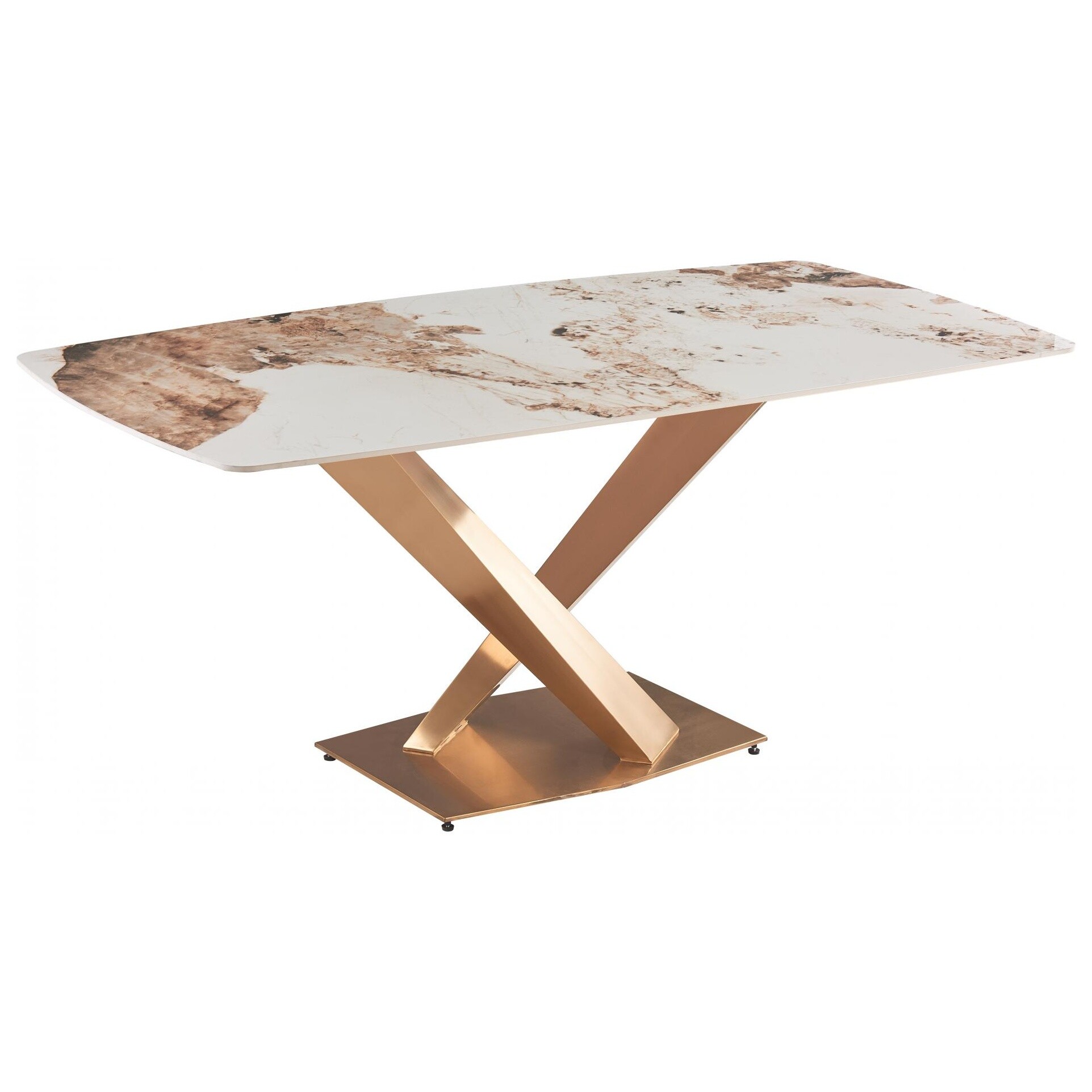 Обеденный стол с керамической столешницей 90х180 см белый, матовое золото &quot;Интерно Мат&quot; DT-2883.3cas