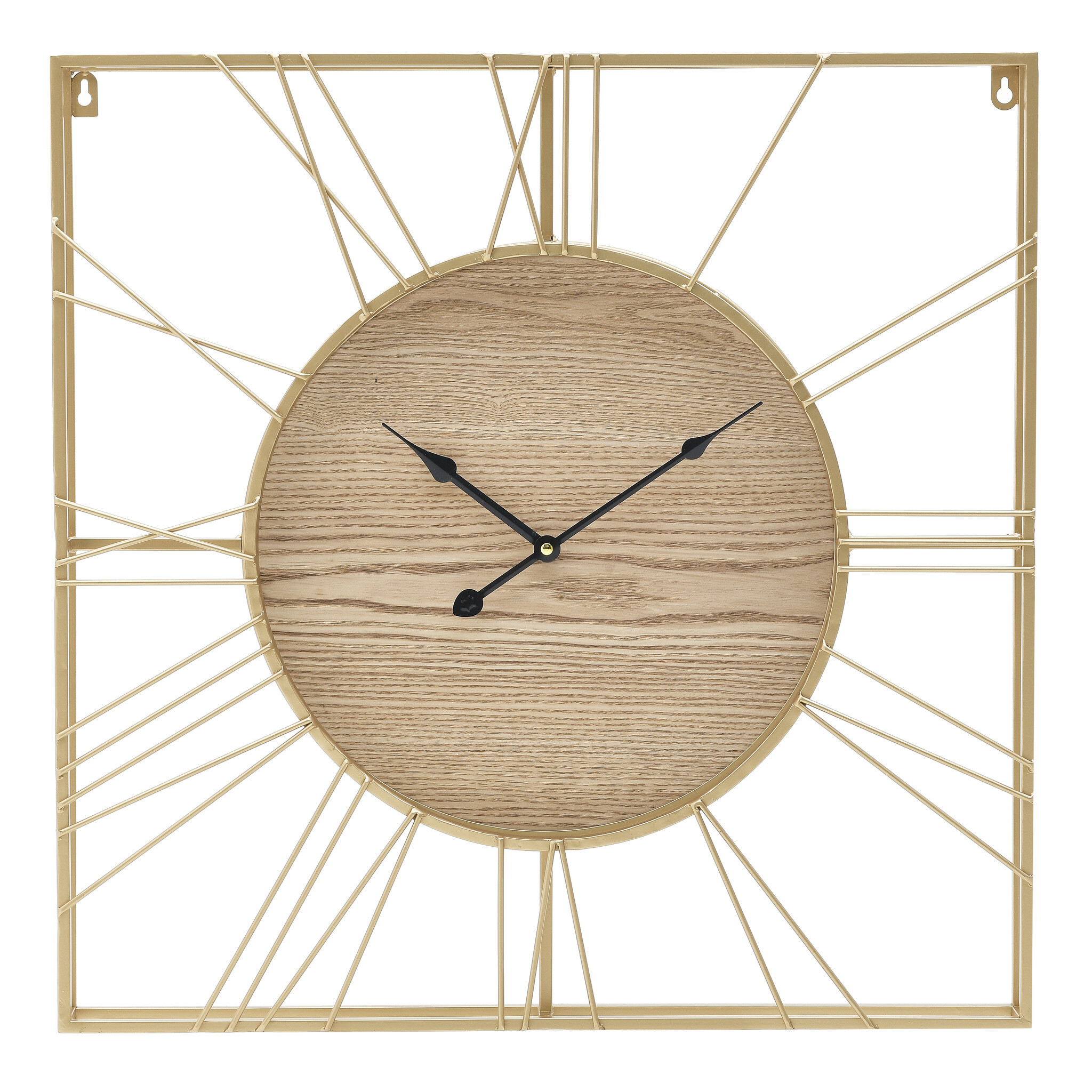 Часы настенные кварцевые с деревянным циферблатом золото To4rooms