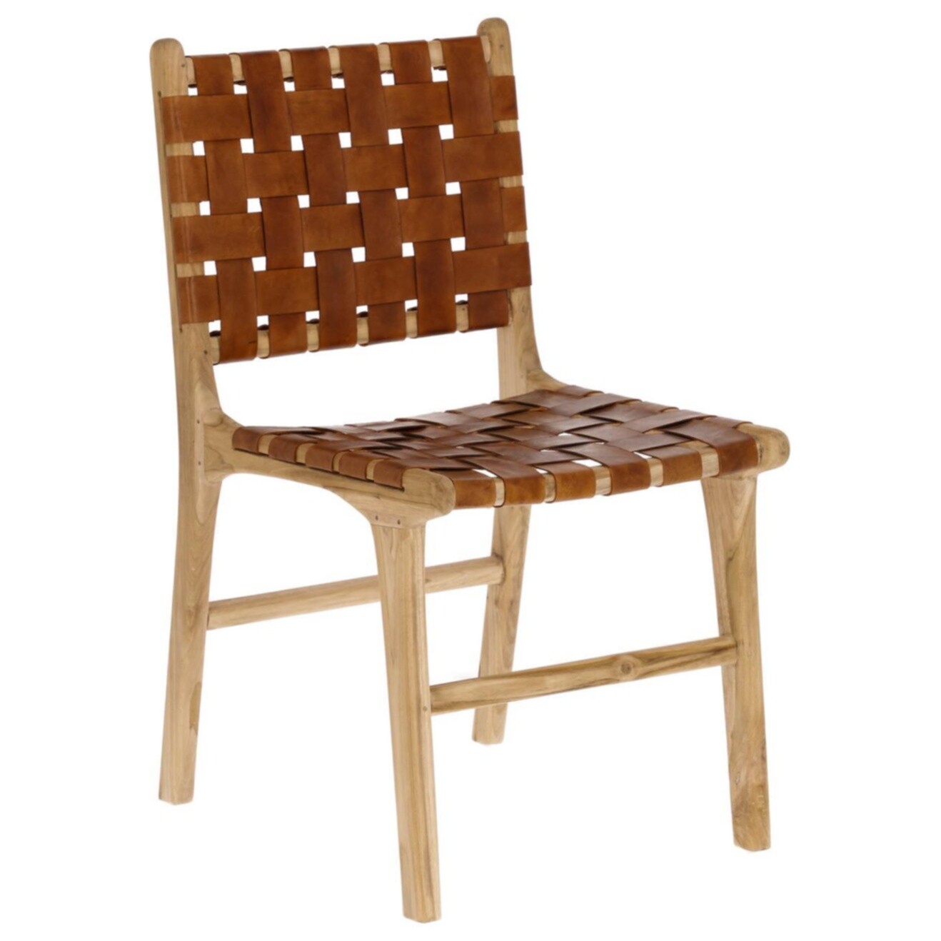 Стул деревянный с кожаным сиденьем и спинкой бежевый Calixta от La Forma