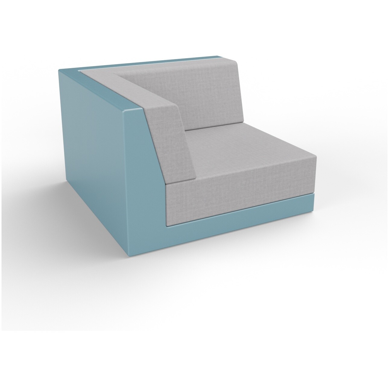 Модуль дивана угловой пластиковый с подушками бирюзовый, серый Quarter modular