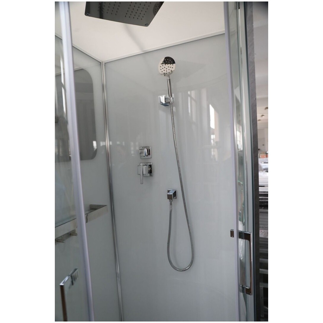 Душевая кабина четверть круга с низким поддоном 100х100 см хром, белая Cerutti SPA Viva 101 - изображение 7