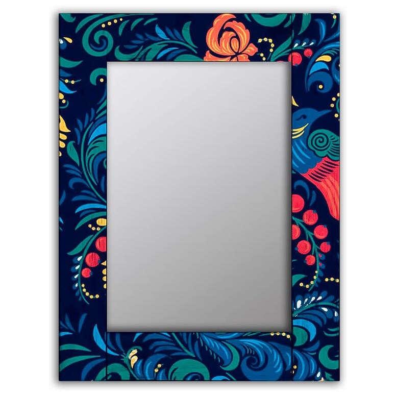 Зеркало настенное квадратное 60х60 см синее &quot;Синяя Жар-птица&quot;