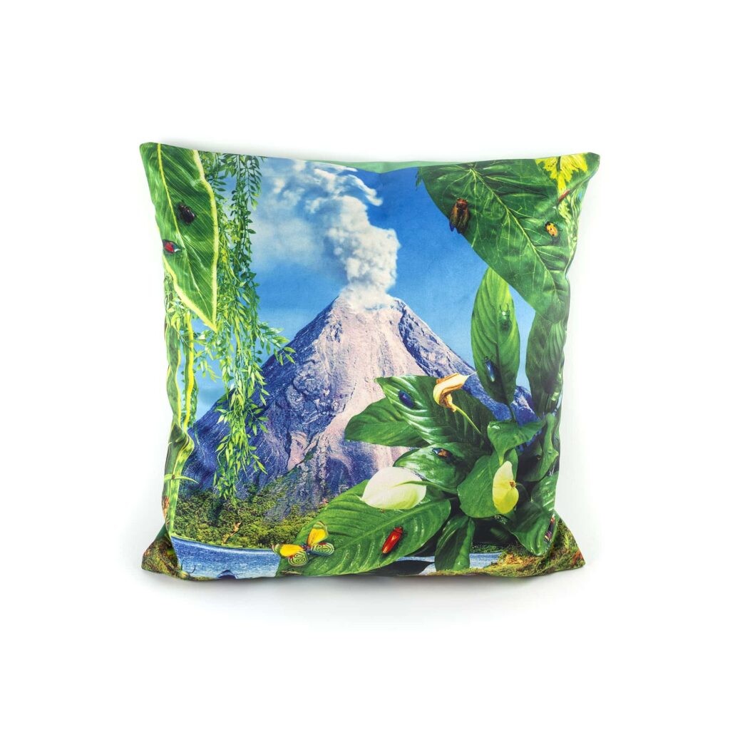 Подушка квадратная 50х50 см зеленая, голубая Toiletpaper Volcano