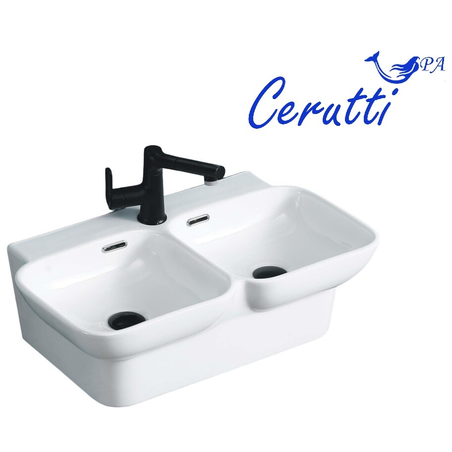 Раковина двойная фарфоровая прямоугольная 39х65 см белая Cerutti SPA Double Nemi CT9702 - изображение 5