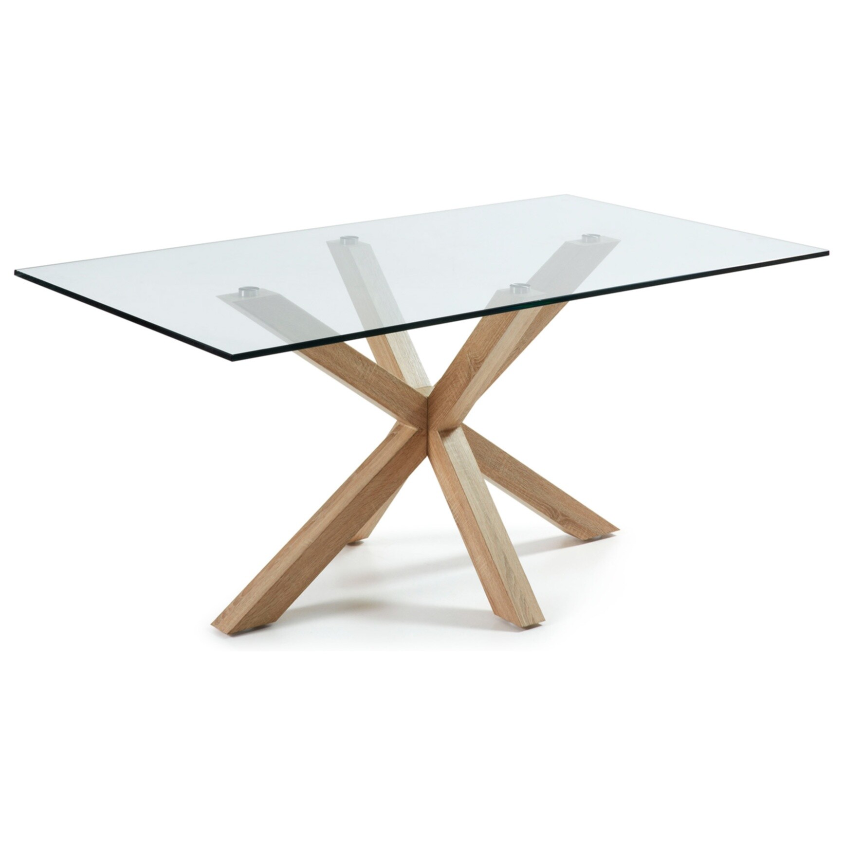 Обеденный стол стеклянный прямоугольный с деревянным основанием 180 см Arya от La Forma