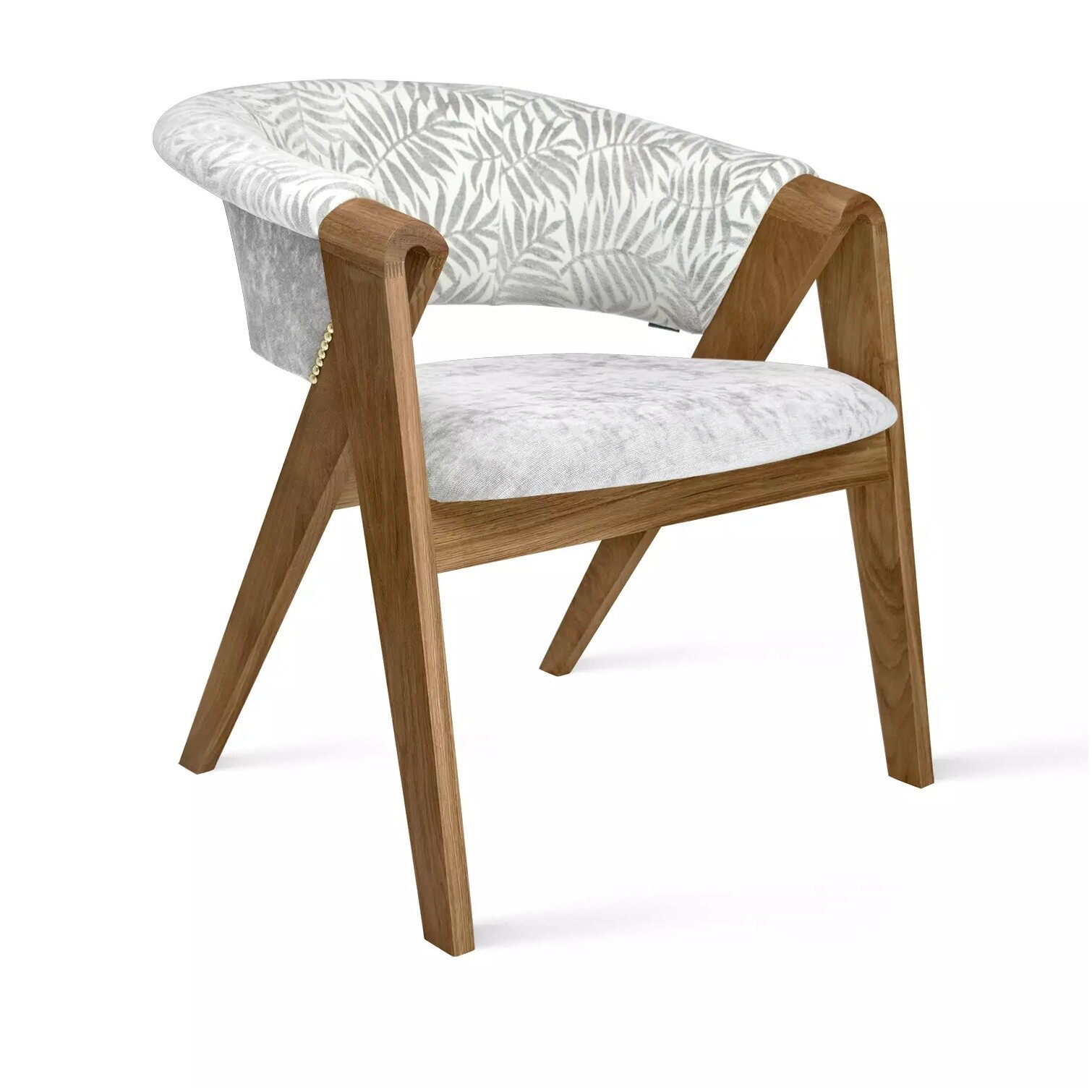 Кресло деревянное с мягким сиденьем светло-серое, коричневое Lars
