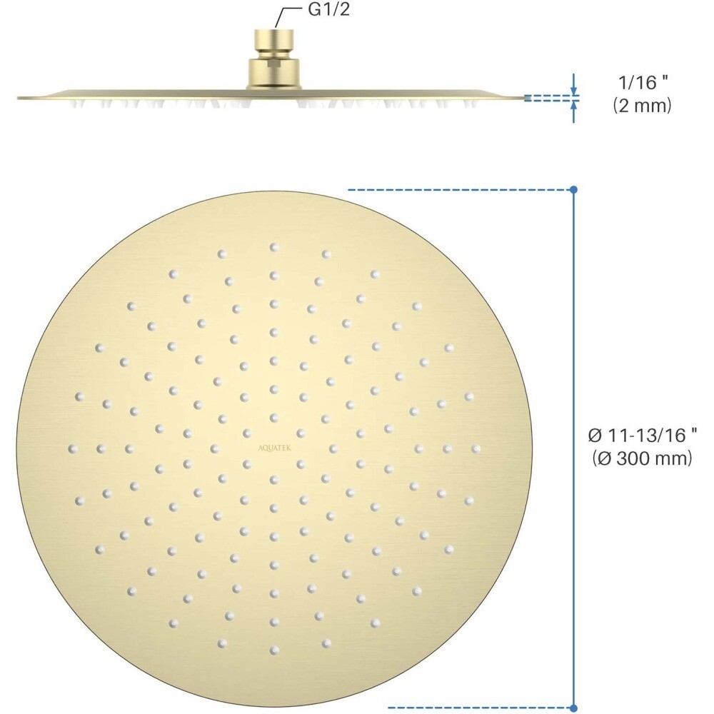 Лейка для верхнего душа круглая 30 см золотая Aquatek AQ2075BG - изображение 4