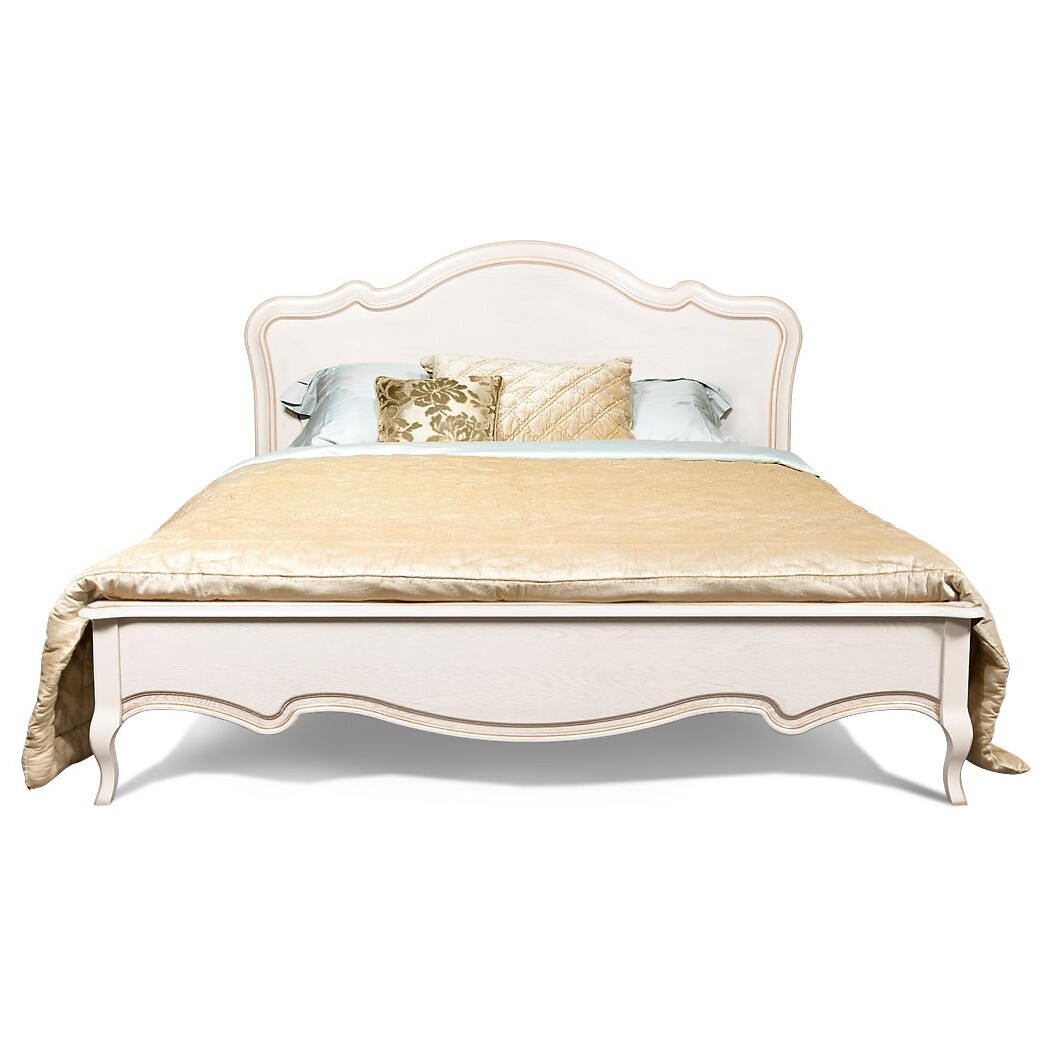 Кровать двуспальная 180х200 см белая эмаль с золотой патиной &quot;Трио&quot;