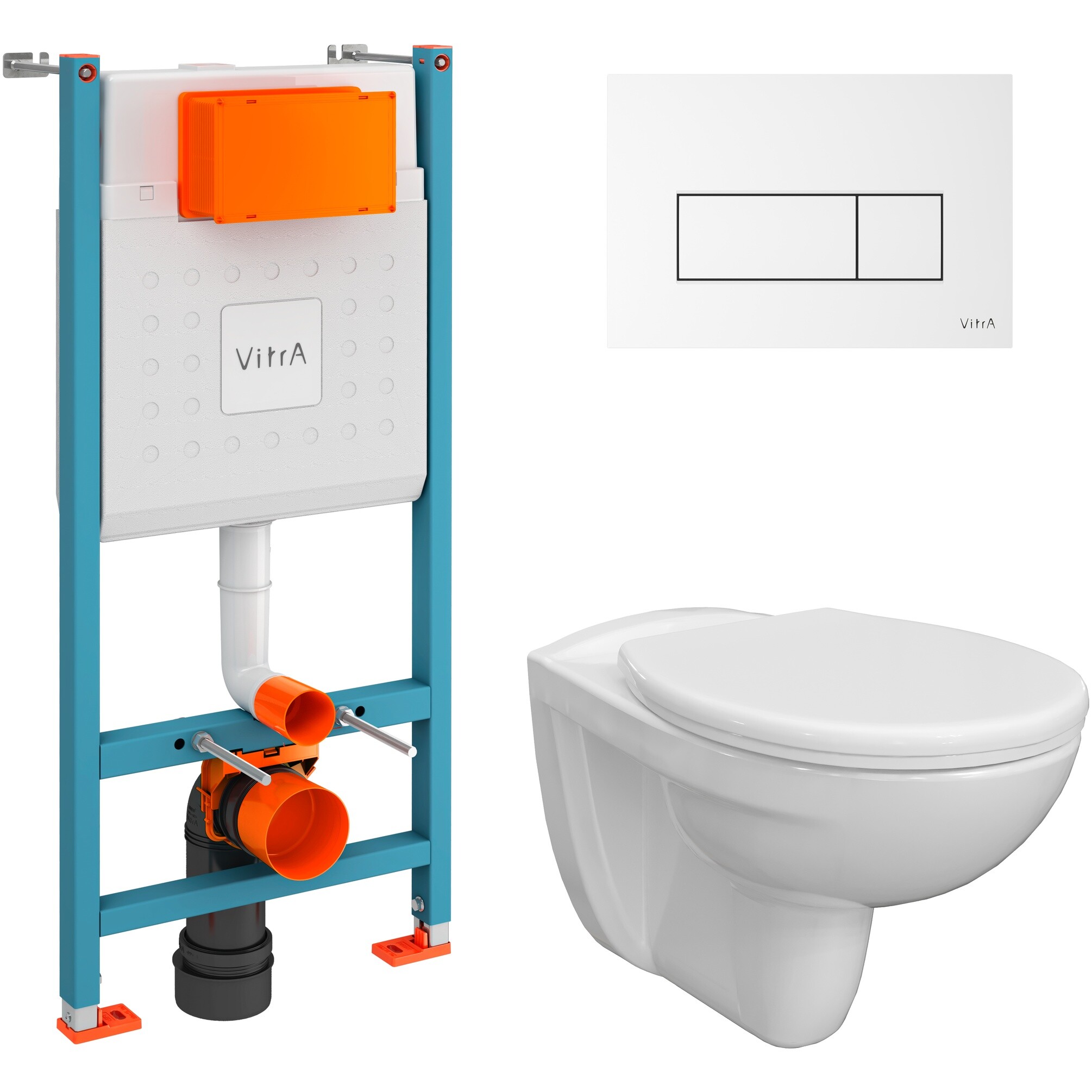 Унитаз подвесной Diwo &quot;Анапа&quot; с инсталляцией VitrA V-Fix Core 732-5800-01 и кнопкой смыва 740-2300