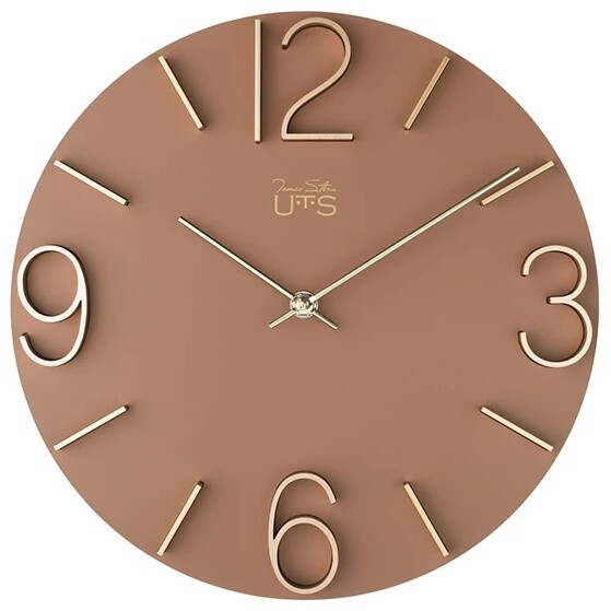 Часы настенные кварцевые деревянные круглые 30 см розовые, золото 875652