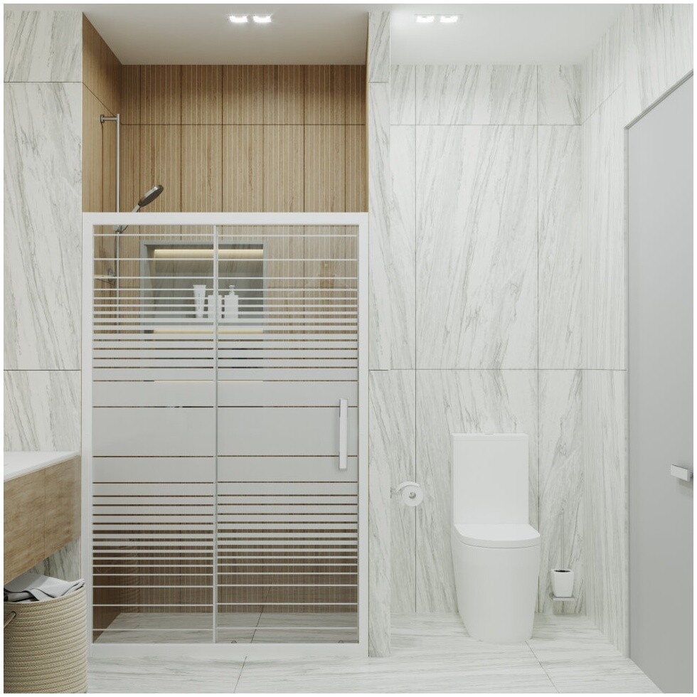 Душевая дверь раздвижная стеклянная 185х120 см белая "Слайд" Triton Щ0000038520 - изображение 6