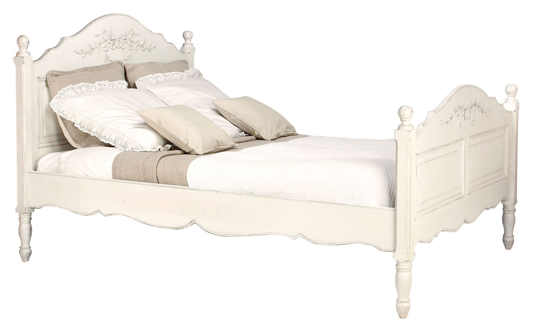 Кровать двуспальная деревянная 160х200 см молочно-белая &quot;Марсель&quot;