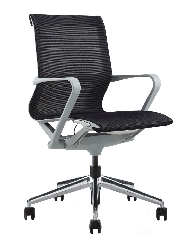 Кресло офисное черное с алюминиевыми подлокотниками 90х51 см Prov LB